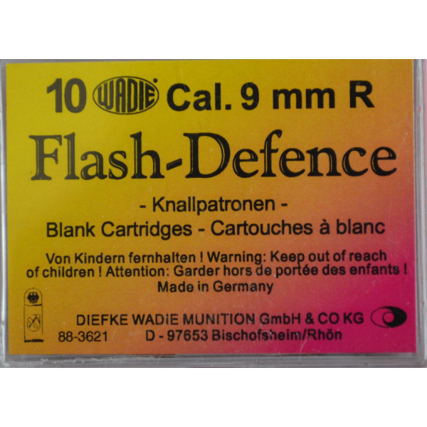 Balle à blanc Wadie Flash défence - Par 10 - Cal. 9 mm R / 380 - Munitions  pour arme d'alarme (blanc, poivre, gaz) (7850939)